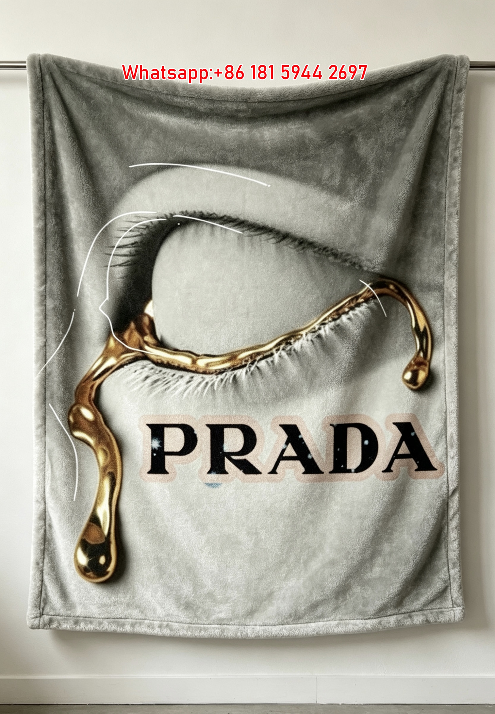 Prada Gold and White Eye Art Print Flannel Blanket IMG_2800